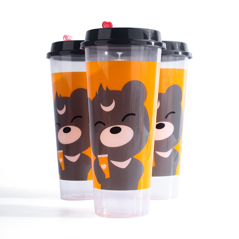 带盖果汁奶茶酸奶杯 豆浆乳品包装塑料杯