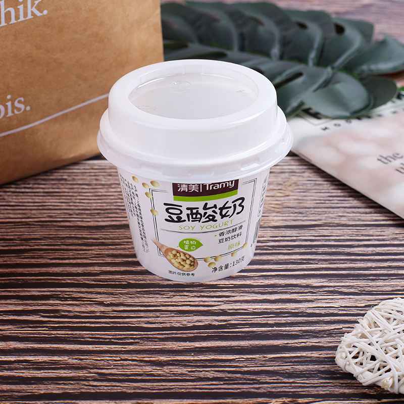 130g豆酸奶豆奶饮料包装塑料杯 一次性杯带盖