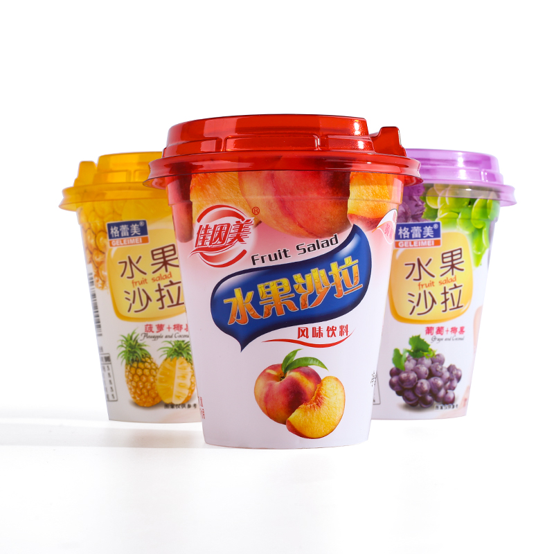 水果沙拉果冻饮料酸奶杯 一次性PP塑料杯子带盖