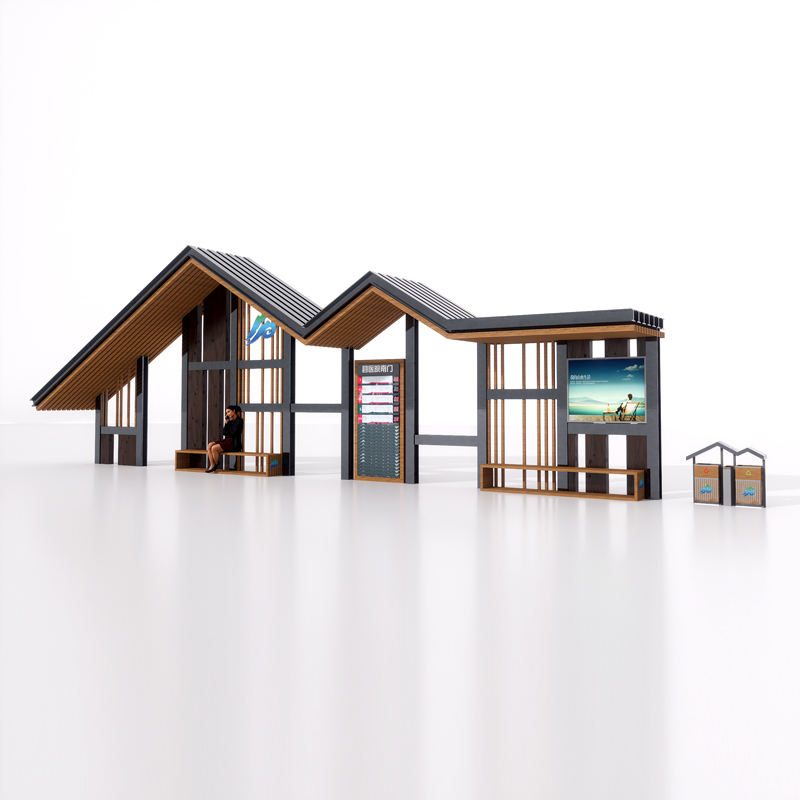 景区复古公交站台候车亭 滚动换画灯箱 支持按需定制来图定制