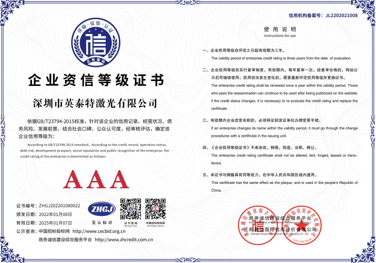 企业资信等级证书