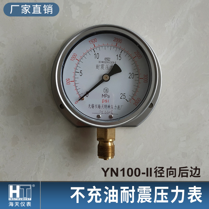 YN100-II径向后边不充油耐震压力表