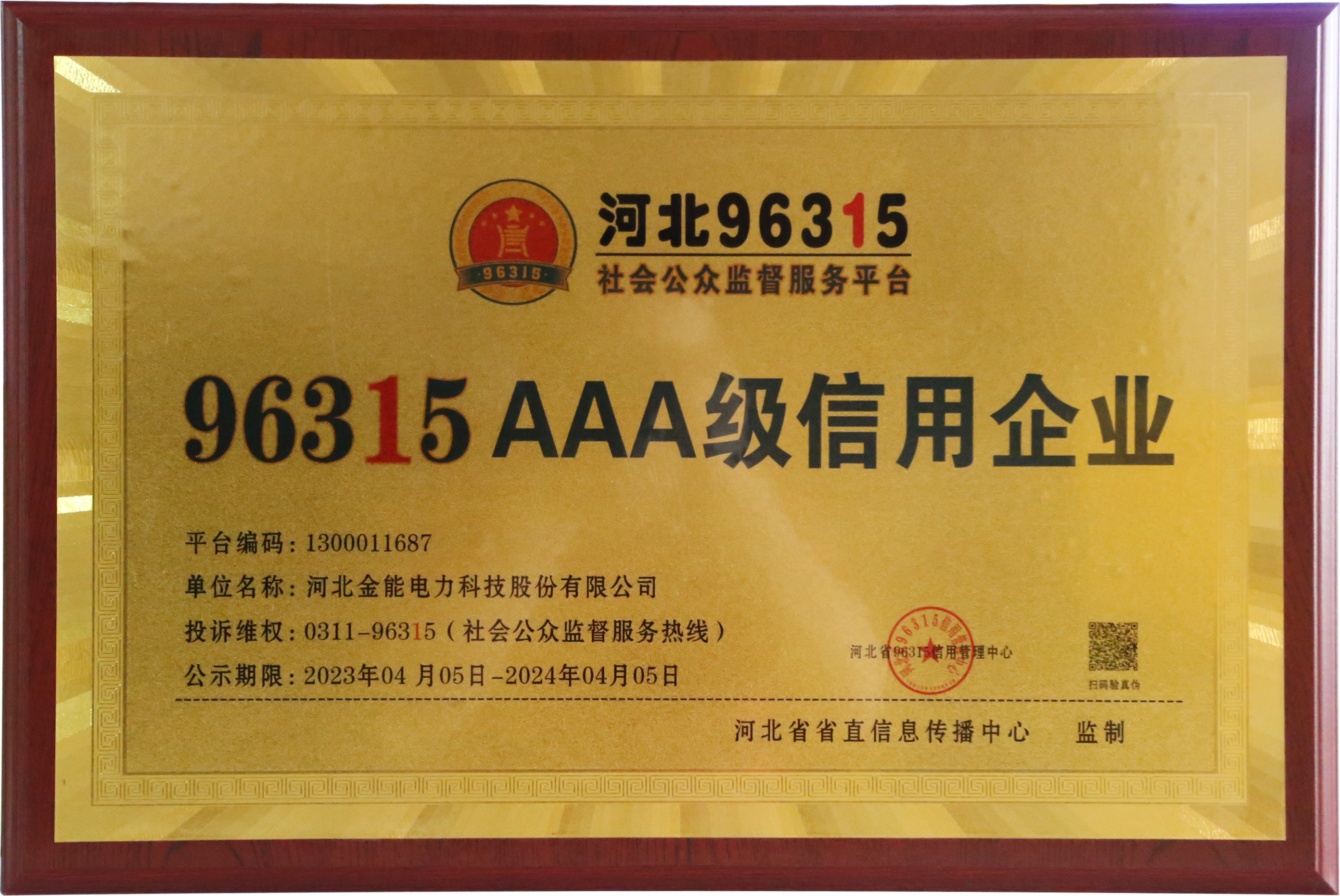 96315AAA级信用企业