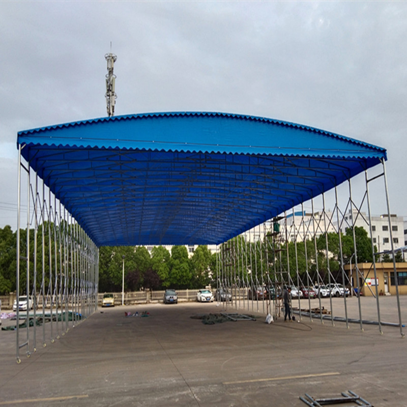 山东青岛定制厂房电动雨棚 电动伸缩棚 活动推拉棚