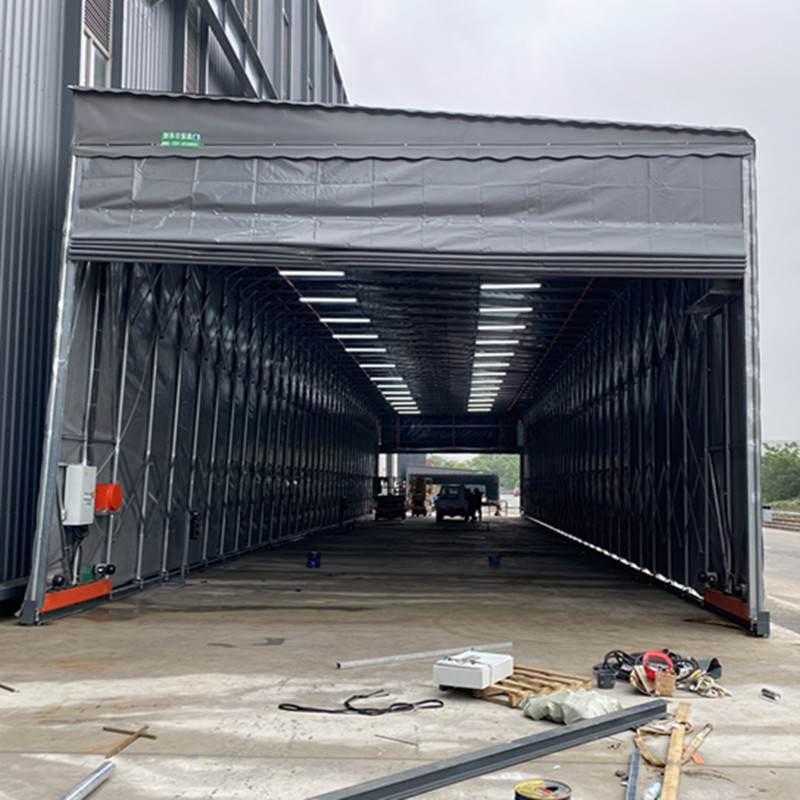 济南工厂电动雨棚定制 活动推拉棚 电动伸缩棚