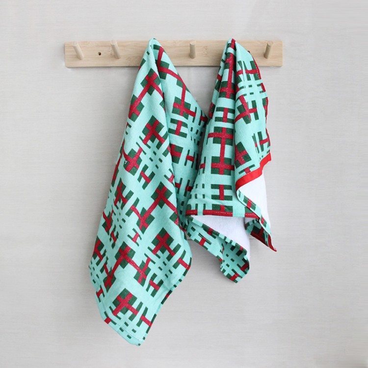 超细纤维格子毛巾