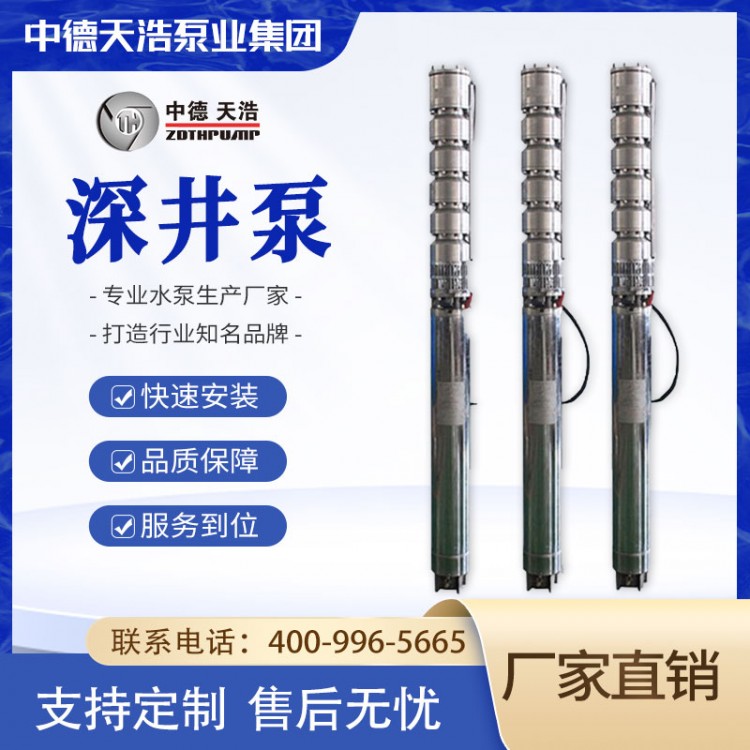高扬程 不锈钢深井泵 用于农田灌溉 潜水泵 中德天浩