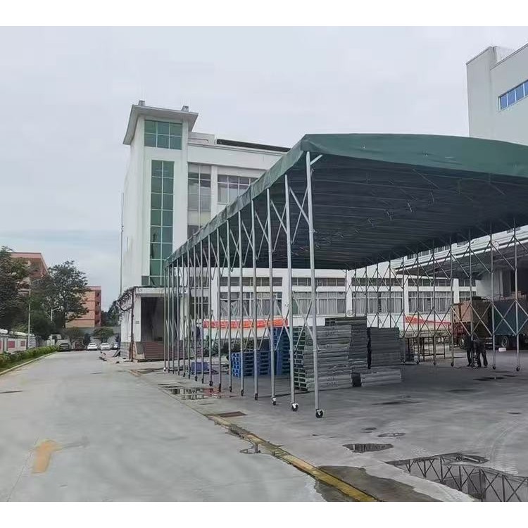 移动推拉雨棚大型定制活动仓库厂房蓬户外折叠伸缩遮阳大排档帐篷