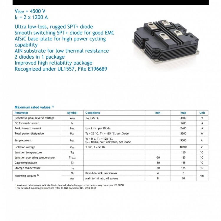 ABB IGBT模块5SLD1200J450350