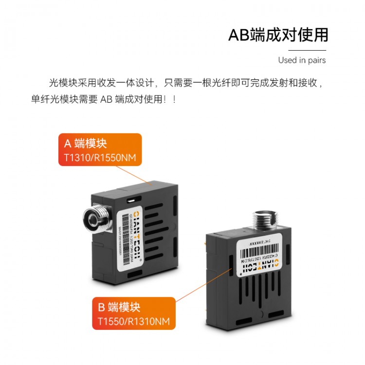 GLANTECH千兆光模块单模单纤成对使用FC口工厂直营
