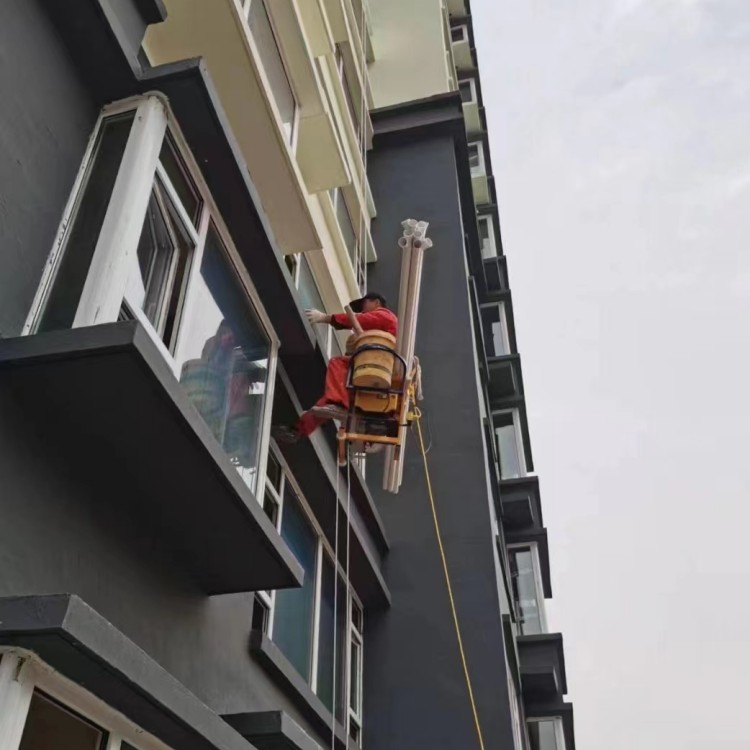 座椅蓝框便携式单人施工吊篮 不卡绳提升机 断电自锁