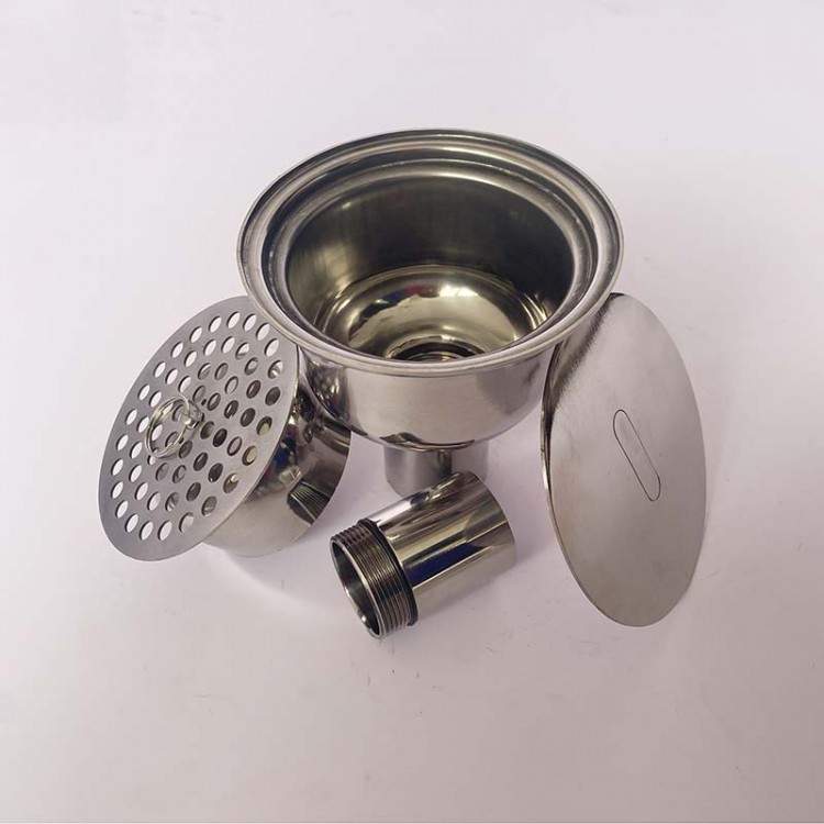 加厚304不锈钢卫生级圆形防臭螺纹地漏制药厂工业专用