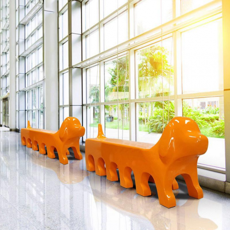 玻璃钢狗坐凳游乐场儿童长椅幼儿园学习座椅形象动物卡通艺术家具