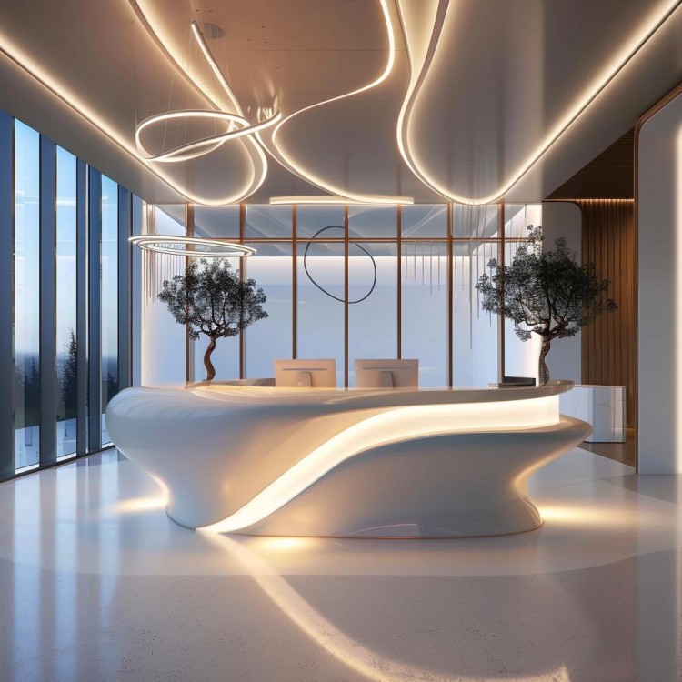 玻璃钢异形前台接待台吧台收银台