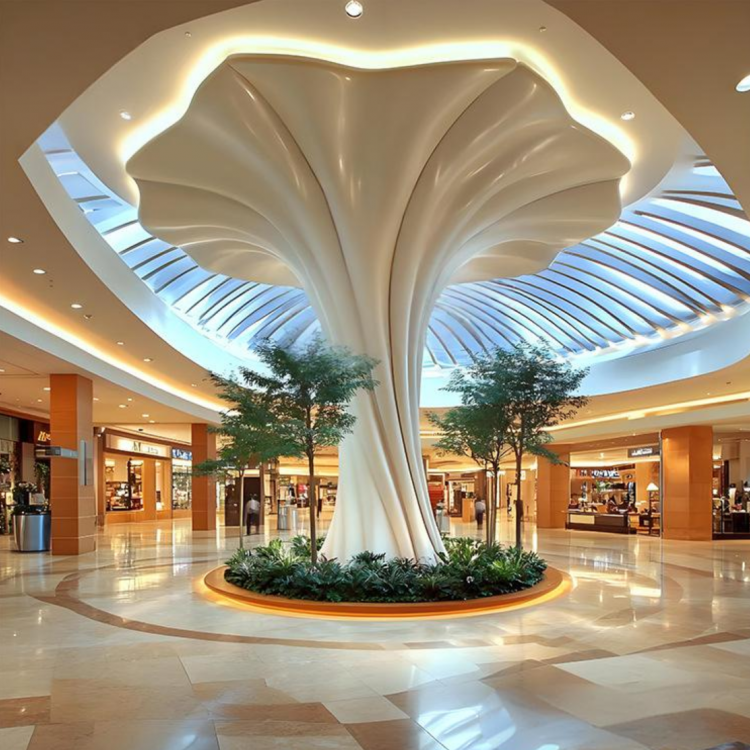 玻璃钢包柱装饰FRP异形柱子机场大厅创意美陈艺术造型柱