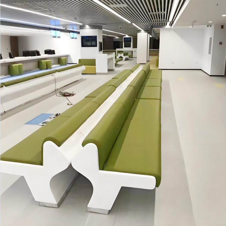 玻璃钢皮艺沙发大堂公共等侯排椅休息椅多人位休闲椅长条软包坐凳