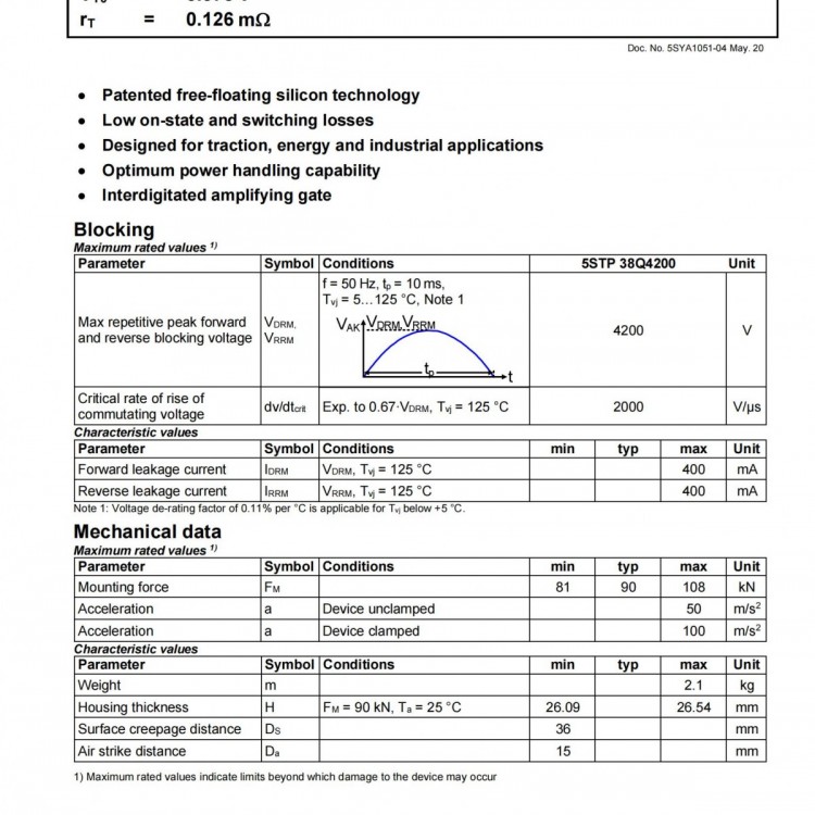 ABB PCT二极管5STP 38Q4200