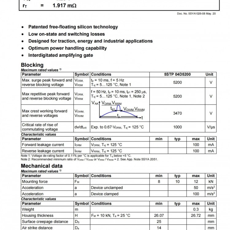 ABB PCT二极管5STP 04D5200