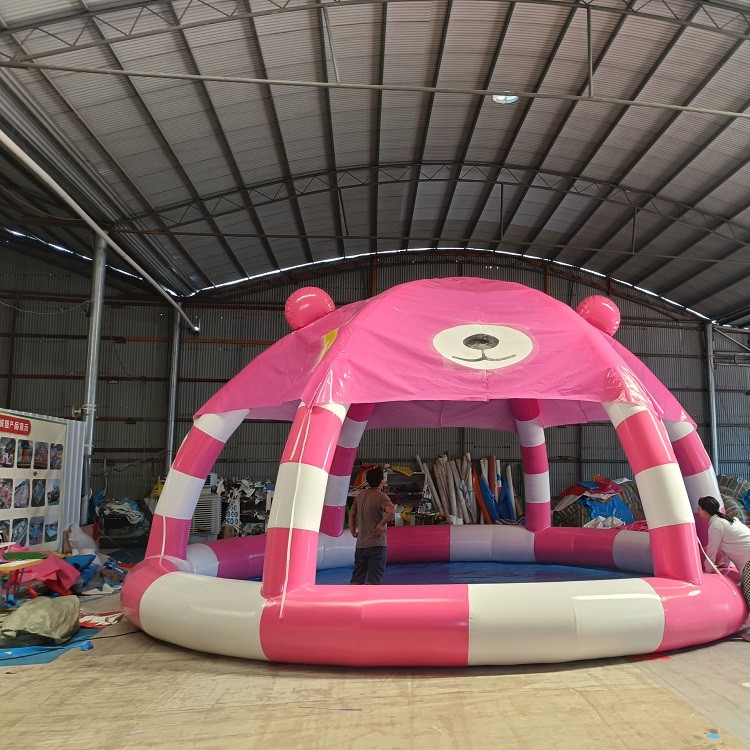 充气遮阳蓬水池户外戏水充气游泳池带蓬遮阳的多少钱一平方