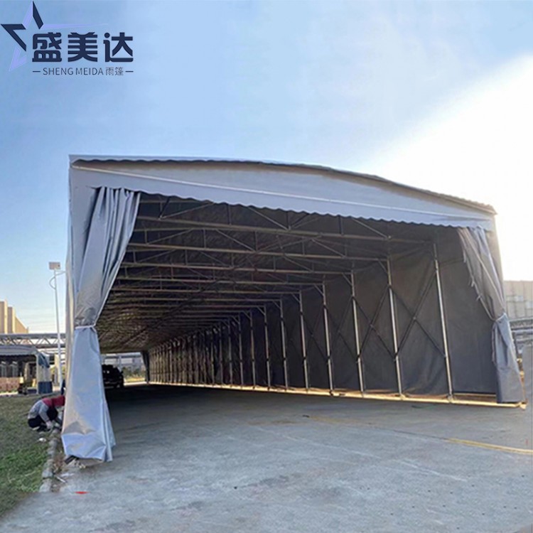 户外大型移动大棚雨棚伸缩推拉棚收缩帐篷遮阳棚可移动停车棚折叠