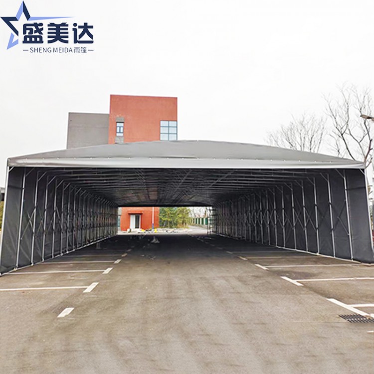 大型推拉雨棚移动伸缩雨蓬户外大排档帐篷遮阳棚工地仓库移动雨蓬