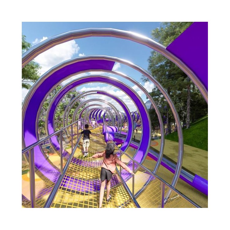 户外非标无动力游乐设备不锈钢滑梯 公园景区大型拓展游乐设施