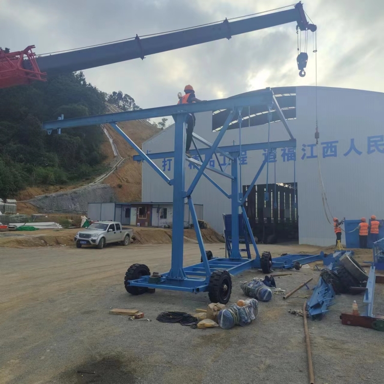 Bridge guardrail outer side construction trolley, 2-ton electric remote collision-proof wall formwork trolley