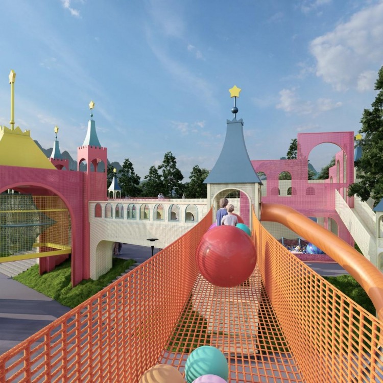 无动力公园非标定制大型游乐设备幼儿园组合攀爬拓展不锈钢滑梯