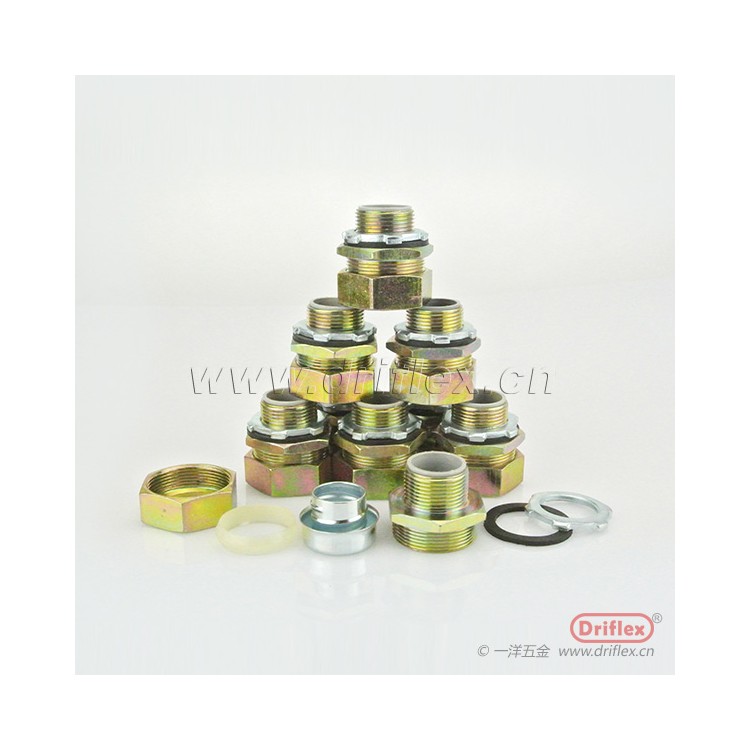 一洋五金铁镀锌六角方帽外丝直接头端接式箱接头配平包塑金属软管