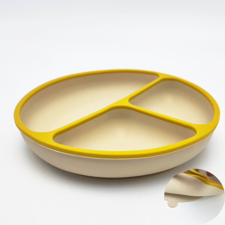 新品宝宝食品级硅胶双色笑脸餐盘