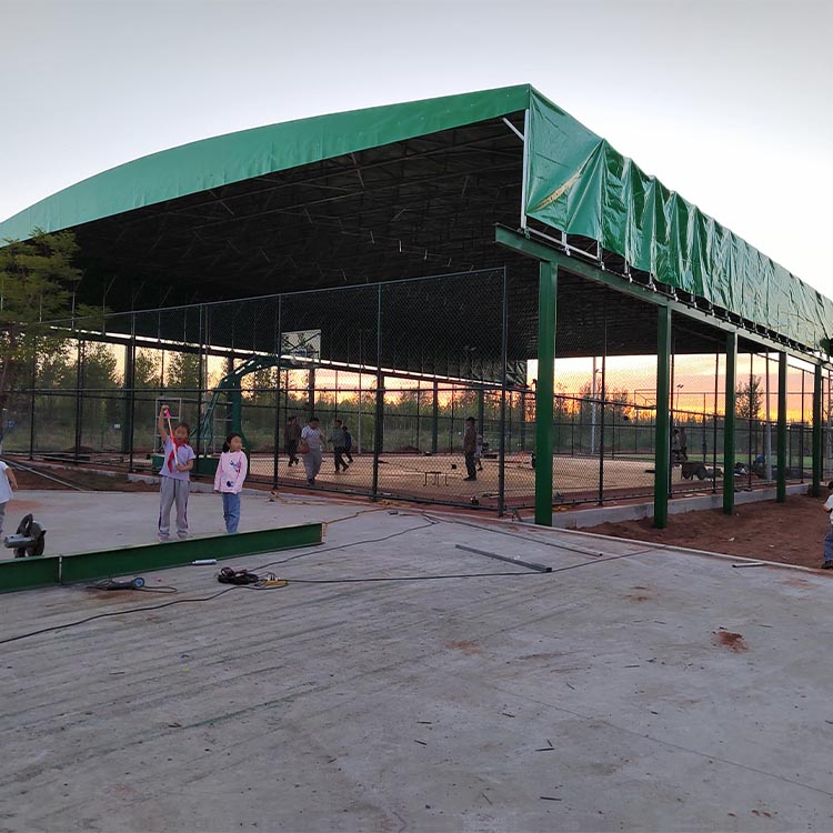 篮球场电动推拉雨棚