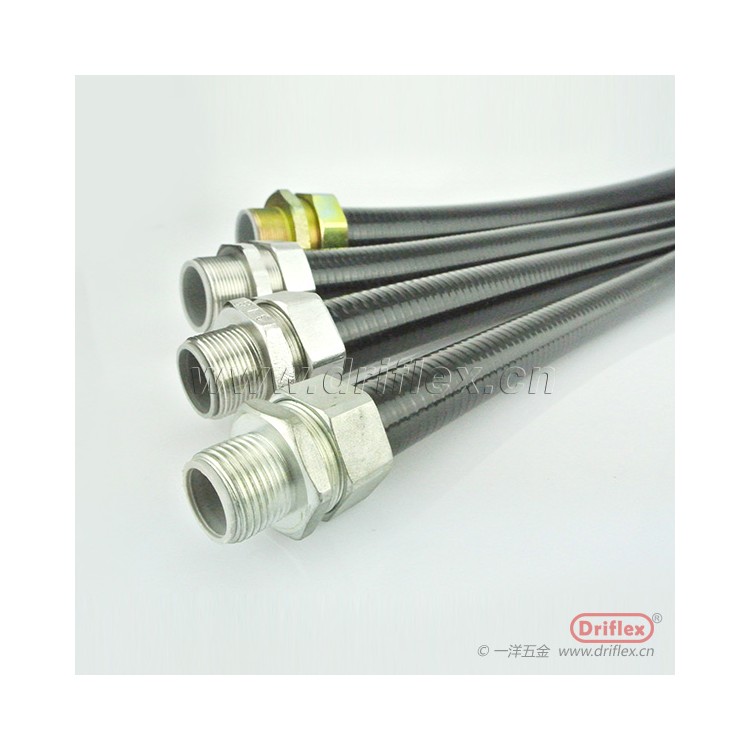 防水型加棉线平包管镀锌钢带+棉线+PVC包塑配不锈钢直接头