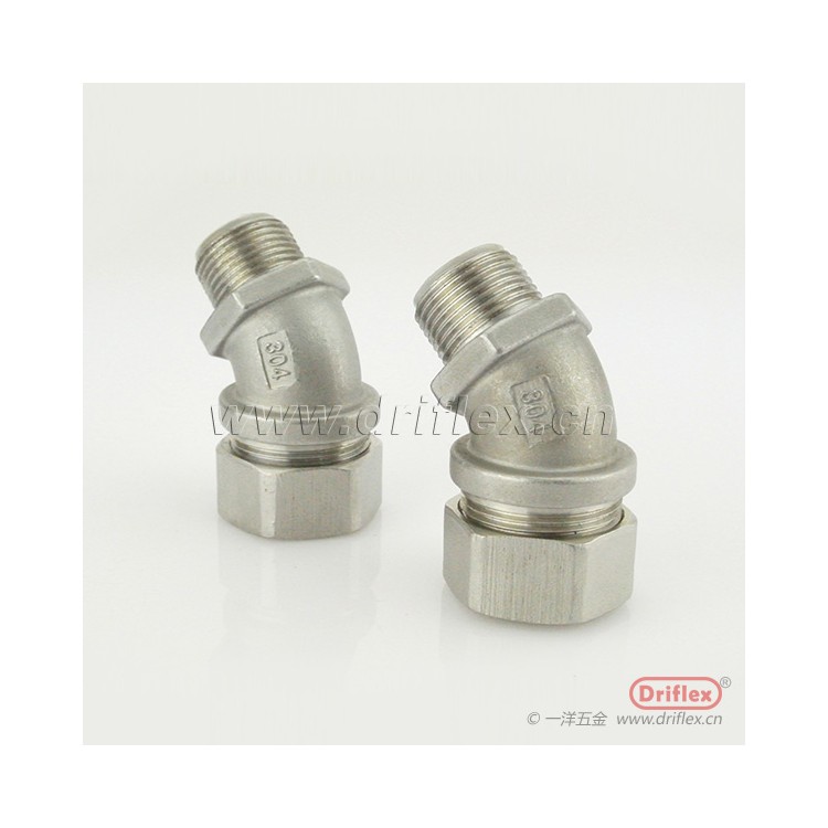 304不锈钢45度弯头配铁镀锌豁口金属环12-51mm