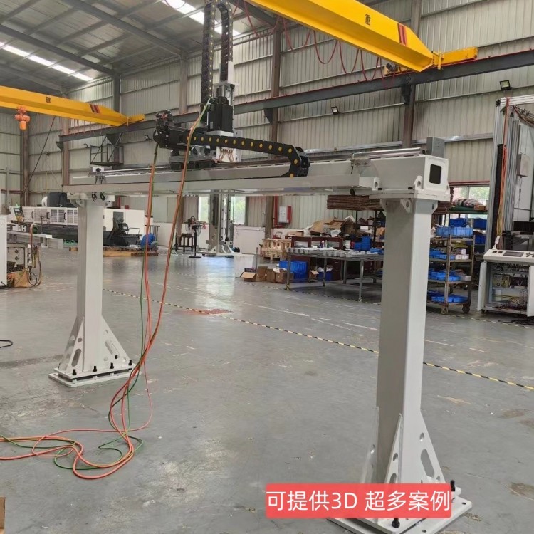 有龙门桁架机械手，机器人第七轴（地轨）以及立体库仓储设备