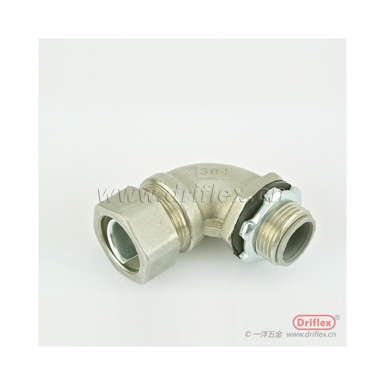 一洋五金不锈钢90度弯头外螺纹金属软管连接器包塑金属软管锁母