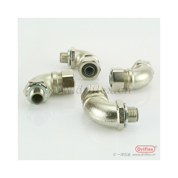 铜镀镍90度弯头外螺纹金属接头配包塑金属软管