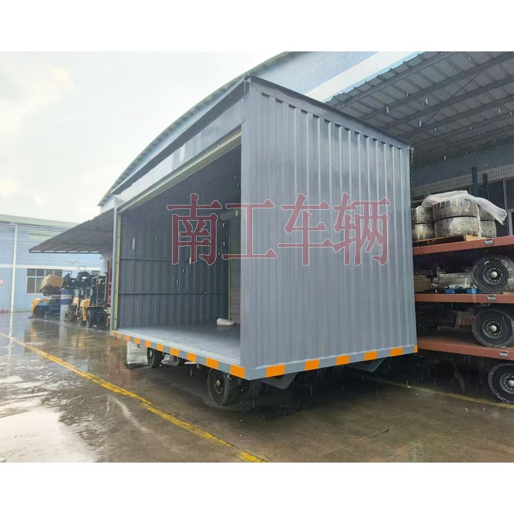 10吨箱式平板拖车两侧带卷帘门 牵引雨篷拖车