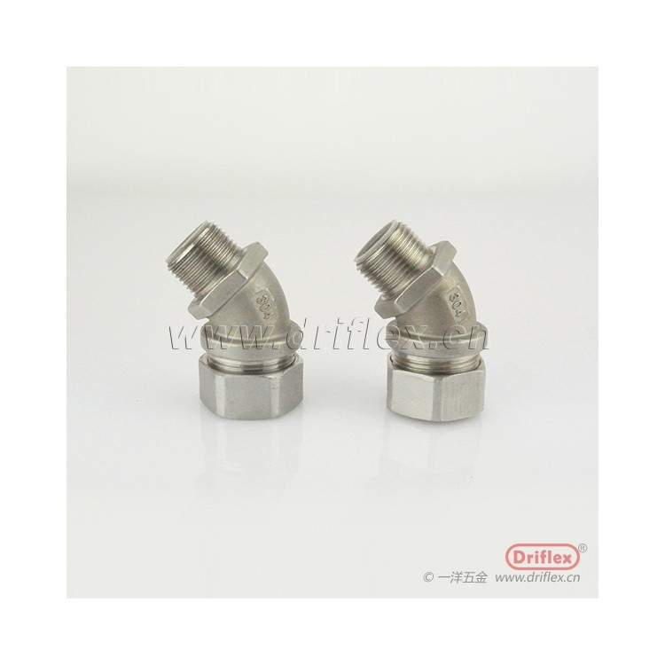 不锈钢45度弯头外螺纹金属软管连接器G3/8"-G2"