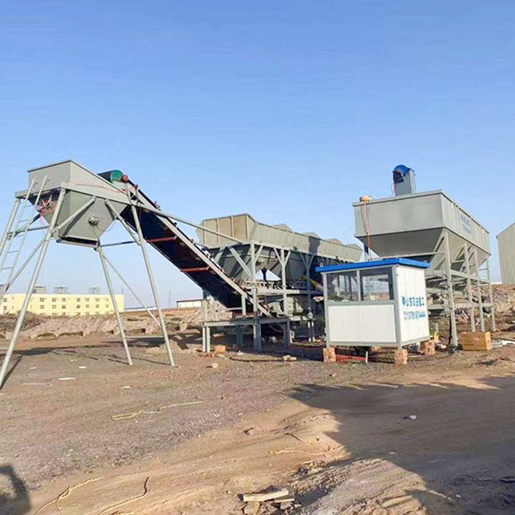 WDJ400型免基础水稳拌和站配卧式水泥仓