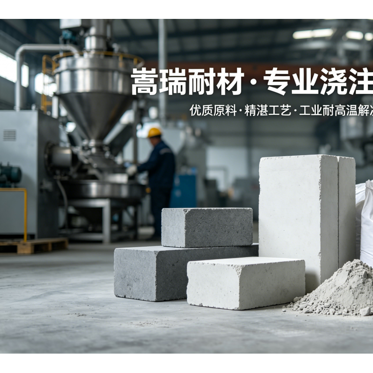 浇注料厂家｜河南嵩瑞耐材钢纤维自流浇注料 水泥建材窑炉