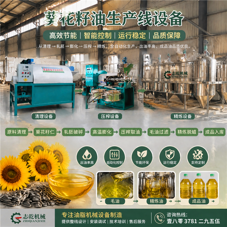 葵花籽榨油生产线设备 预处理压榨精炼设备 大中型油脂加工设备