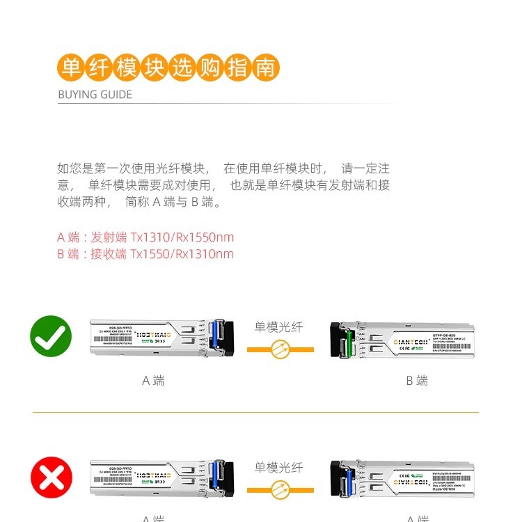 光特通信1.25G光模块兼容各品牌SFP单纤T1550LC